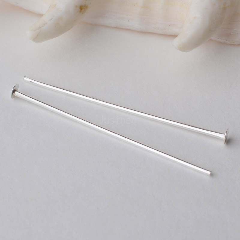 Jewelry Making Head Pins - Alfileres de cabeza plana de plata